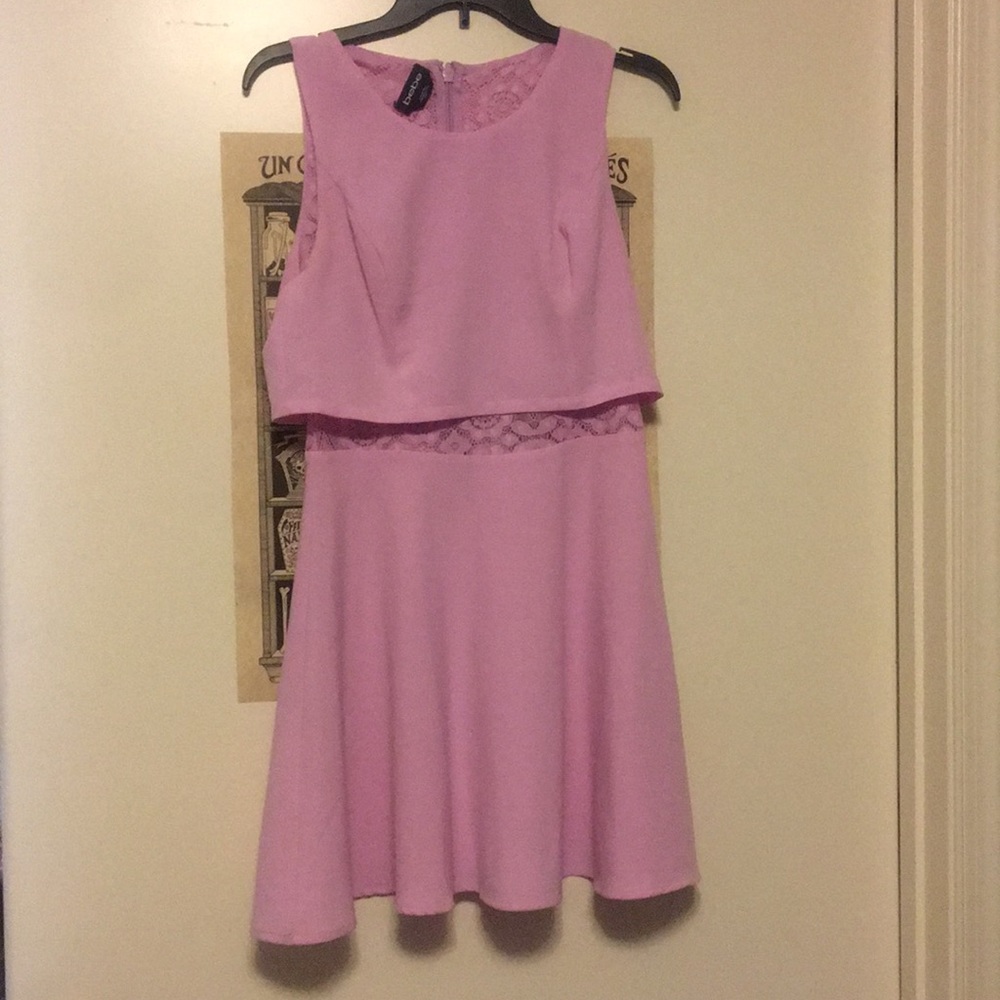 Pink Formal Dress with See Through Waistline